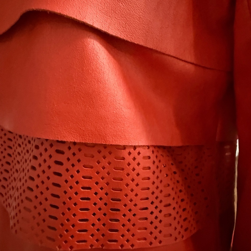 Bagatelle Orange Leather Women's Cropped Jacket Medium - Picture 9 of 12